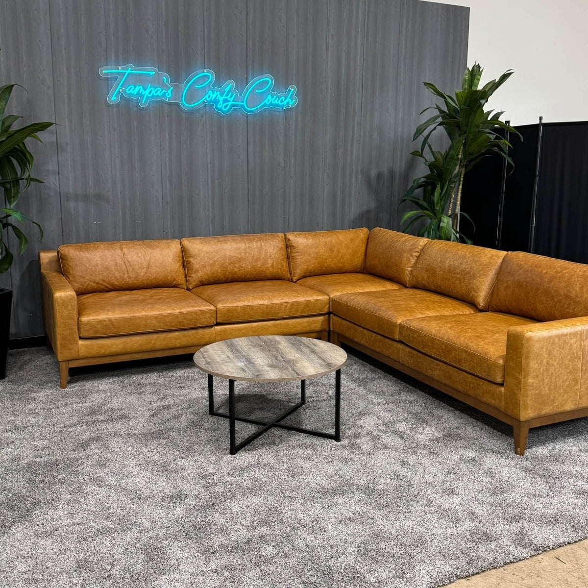 Brand New- Zyon 116" Leather L-Shaped Corner Sectional Sofa - Poly&Bark (Delivery Available!! )