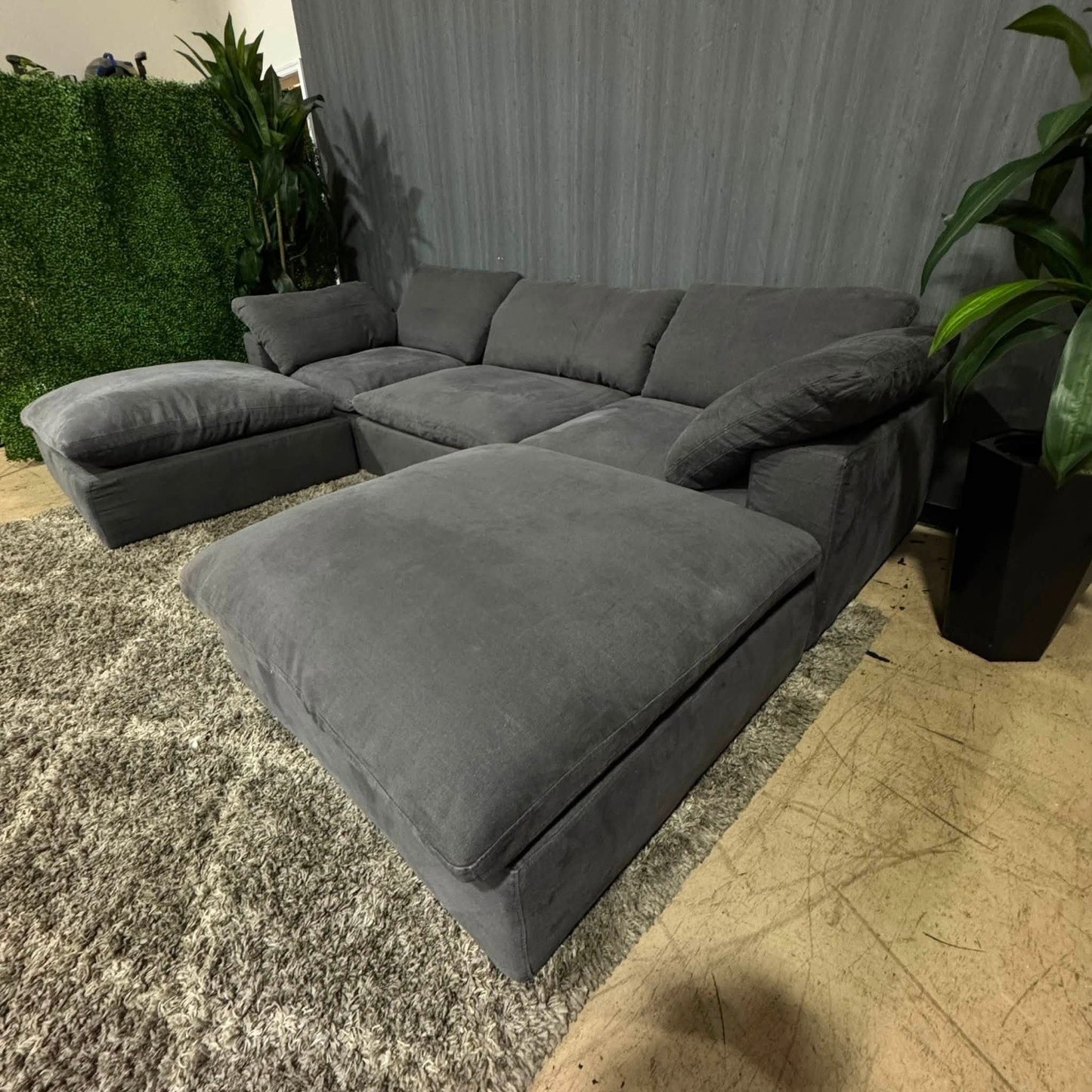 RH- Gray Linen Restoration Hardware Original Cloud Couch (5pc) | Luxe (Delivery Available!! )