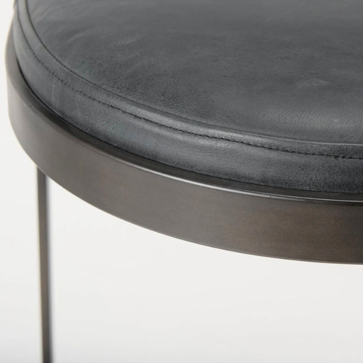 Tyson Backless Suede Counter Stool – Black Leather & Gunmetal Frame | Open Box