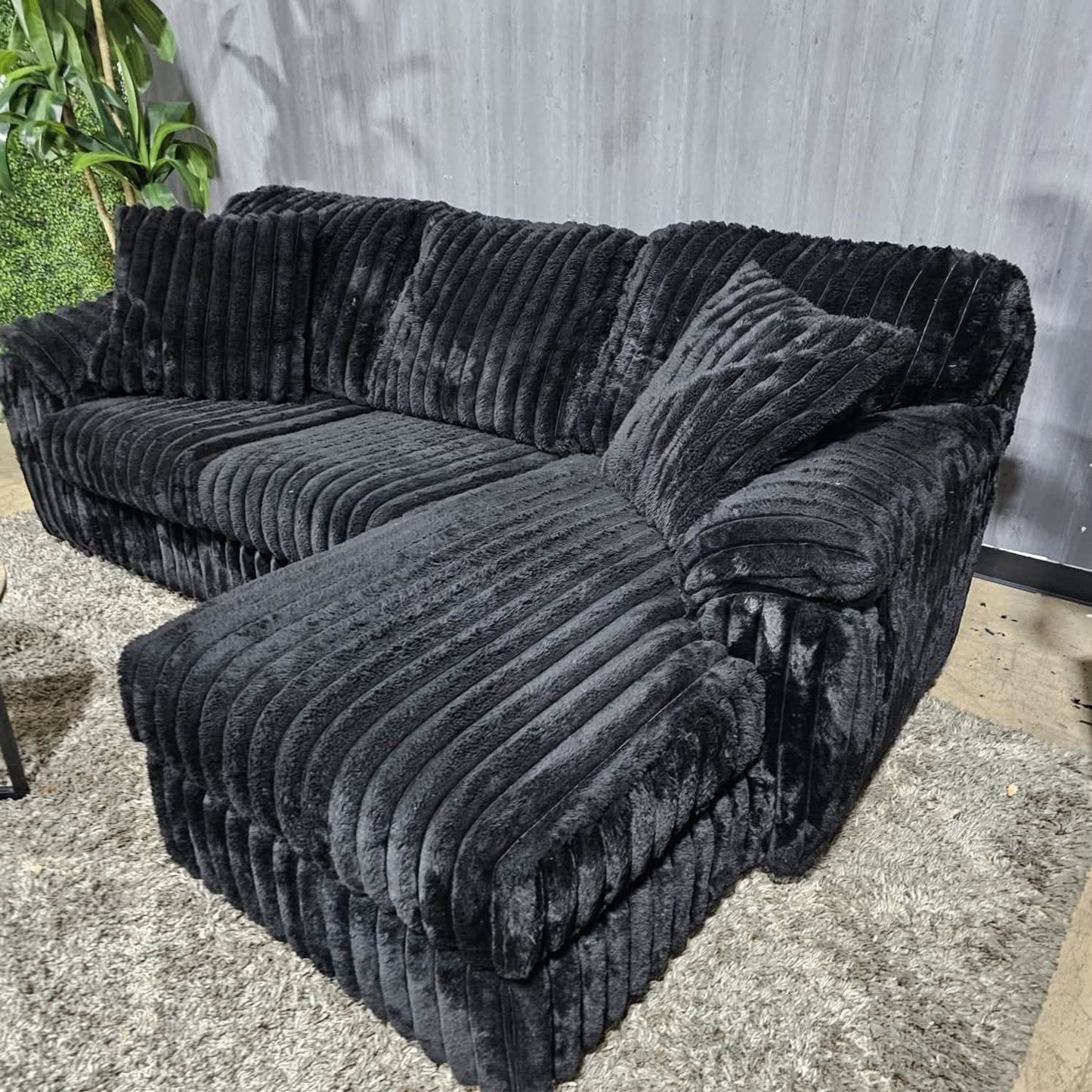 Black Corduroy Sectional Sofa (Delivery Available!! )