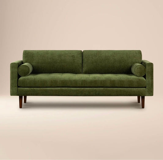 Poly & Bark Napa Velvet Sofa – Distressed Green | Brand New in Box