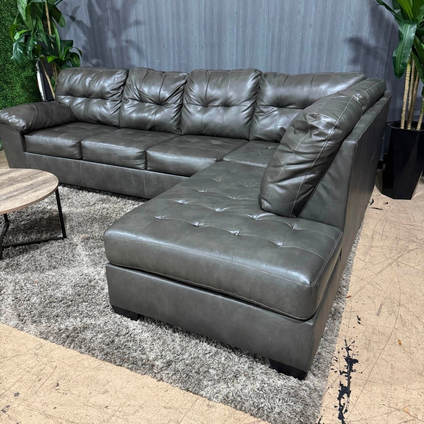 Gray Faux Leather Sectional Sofa (Delivery Available!! )