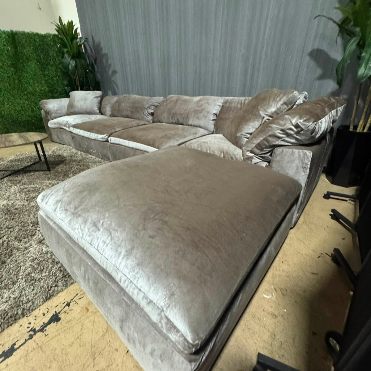 RH- Gray Velvet Restoration Hardware Original Cloud Couch (5pc) | Luxe
