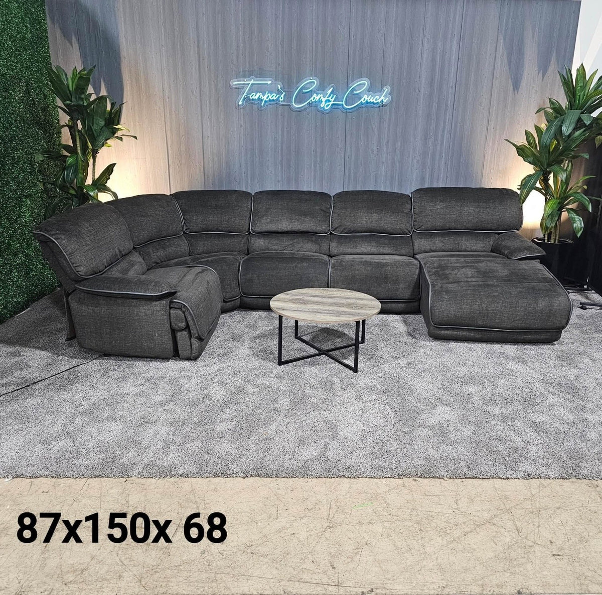 Charcoal Reclining Ushaped Sectional