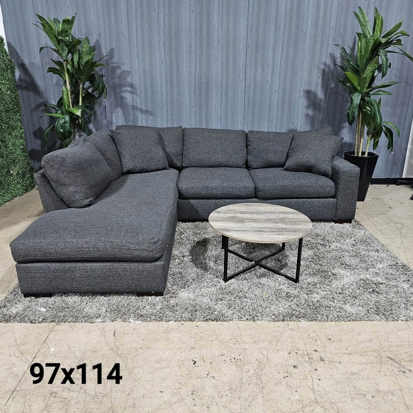 Comfy Charcoal Feather Filled Sectional Sofa (Delivery Available!! )